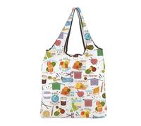 MEIKIUP Knitting Crochet Reusable Grocery Bag Eat Sleep Knit Repeat Crochet Organizer Bag Home is Where The Yarn Is Crafter Bag (Crochet Yarn F-Bag-UK)
