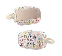 MEIKIUP Maldives Travel Clear Makeup Bag Maldives Souvenir Gift Maldives Honeymoon Gift I'd Rather Be In Maldives Zipper Bag, Maldives CMB, 现代