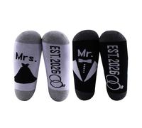 MEIKIUP Mr And Mrs Est. 2025 Couples Socks Set Wedding Gift I Asked I Said Yes Future Mr and Mrs Gift Newlyweds Engagement Gift (Mr Mrs Est. 2025 Socks-UK)