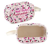 MEIKIUP Nail Technician Makeup Bag Nail Tech Appreciation Gifts for Manicurist Nail Techs Add Polish to Life Clear Cosmetic Bag (Nail Tech Clear Bag-UK)