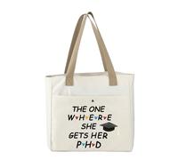 MEIKIUP PHD Graduation Gifts Tote Bag the One Where She Gets Her Gift for PHD Students PHD Gift for Women Doctorate Degree Gift (PHD TOTE-UK)