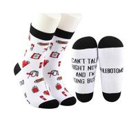 MEIKIUP Phlebotomist Gift 2 Pairs Phlebotomy Socks Can't Talk Right Now and I'm Doing Busy Phlebotomist Socks Nurse Medical Gift (UK, Numeric, 10.5, 11, Regular, Regular, Phlebotomist Socks-UK)