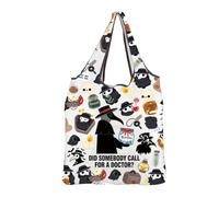 MEIKIUP Plague Doctor Foldable Bag Plague Dr Gifts for Horror Movie Lovers Halloween Characters Gifts Gothic Raven Cryptid Gift (P Dr F-Bag-UK)