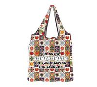 MEIKIUP Retail Therapy Gift I'm Not a Shopaholic I'm Helping the Economy Foldable Reusable Grocery Shopping Bag Shop Lover Gift (Shopaholic F-Bag-UK)