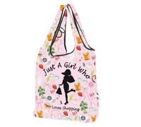 MEIKIUP Reusable Grocery Bags Foldable Tote Bags Just a Girl Who Loves Shopping Bags for Shopping Lovers Gift Recycle Tote Bags (Shopping Lovers F-Bag-UK)