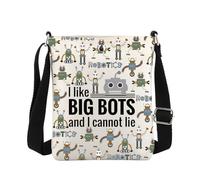 MEIKIUP Robot Lover Gifts I Like Big Bots and I Cannot Lie Crossbody Bag Robot Engineer Gifts Robotics Club Crossbody Purse (Big Bots Crossbody-UK)