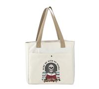 MEIKIUP Skeleton Reading Gifts Bury Me with My Books Tote Bag Book Lover Gift Bookworm Essentials Spicy Smutty Bookish Merch (Skeleton Book TOTE-UK)