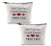 MEIKIUP Twin One Twin Two Bag Born Together Friends Forever Twins Gifts Travel Cosmetic Bag Twin Sister Gifts (Twins Bags-UK)