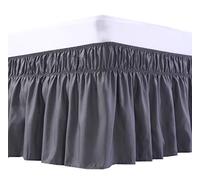 MEILA Wrap Around Bed Skirt Three Fabric Sides Elastic Dust Ruffled 18 Inch Tailored Drop,Easy to Install Fade Resistant-Dark Grey, Queen/King