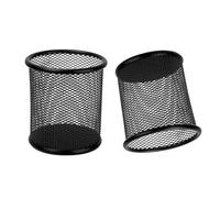 MeiLang 2 Pack Black Metal Mesh Pen Pot Pencil Holder for Desk Organiser Office Home School Rust Resistant Stationery Storage Cup
