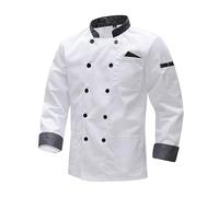 MeiLayM Chef Jacket Mens Professional Chef Jacket Long Sleeve Chef Uniform for Men Women Food Service Chefs Jacket with Buttons White,M