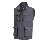 MeiLayM Mens Outdoor Casual Gilets Quick Dry Fishing Gilet Multi Pocket Cargo Utility Gilet Sleeveless Jacket Breathable Photography Top Grey,XL