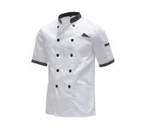 MeiLayM Unisex Chef Coat Short Sleeve Chef Jacket Men Professional Chef Restaurant Work Uniform Shirt Solid Chef Jacket Double Breasted Chef Workwear White,L