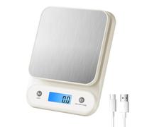 Meilen Digital Food Scale for Kitchen 11lb/0.1oz, 5kg/0.1g, Kitchen Scale for Cooking Baking, Built-in 300mAh Li-battery, Rechargeable Type-C Charging White
