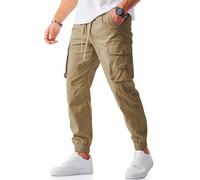 Meilicloth Cargo Sweatpants Mens Joggers Stretch Pants Men Casual Elastic Waist Drawstring Jogging Tapered Work Trousers for Men Khaki 32