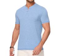 Meilicloth Men T Shirts Muscle T Shirt Slim V-Neck Longline Tops Button up Henley Shirt Gym Workout Athletic Tee Shirts