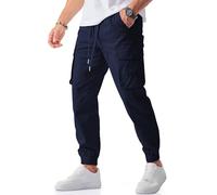 Meilicloth Mens Joggers Cargo Pants for Men Casual Stretch Jogging Work Trousers Men Elastic Waist Drawstring Jogging Tapered Sweatpants Blue 32