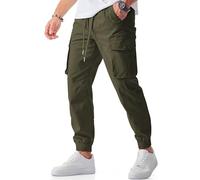 Meilicloth Mens Joggers Cargo Pants Men Tracksuit Bottom Casual Stretch Elastic Waist Drawstring Jogging Tapered Sweatpants Green 32