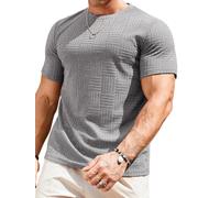Meilicloth Mens T Shirt Short Sleeve Tshirts Plain Solid Basic Sportwear Casual Crewneck Pullover Top Muscle Tee Textured Shirt Grey XXX-Large