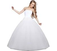 MeiLiMiYu Women's Hoopless Petticoat Crinoline Underskirt Skirt 4 Layers Ball Gown Petticoat Underskirt Slip Floor Length, White, XL