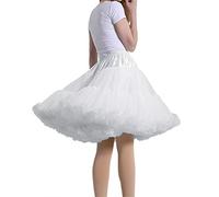 Women's Petticoat Skirt Adult Puffy Tutu Skirt Layered Ballet Tulle Pettiskirts Dress Costume Underskirt, White, One Size M