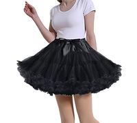 MeiLiMiYu Women's Petticoat Skirt Adult Puffy Tutu Skirt Layered Ballet Tulle Pettiskirts Dress Costume Underskirt, Black, One Size