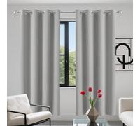 MEILIPA Blackout Eyelet Curtains for Living Room 110 x 270 cm Thermal Insulated Energy Saving Black Out Thermal Ring Top Curtain for Classical Bedroom, Light Grey