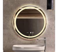 MEILISHAOMEI Bathroom Illuminated Mirror LED Wall-mounted Frameless Modern Round Makeup Vanity Mirror with Demister Pad and Touch Dimmble Switch,60cm,70cm,80cm