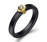 MeiLiSis Ceramic Rings For Women - Ceramic Ring, Black Smooth Ceramic With Inlaid Zircon Polished Ring Ceramic Rings Women Ring Jewelry Birthday Gift Ceramic Jewelry,As Shown,8