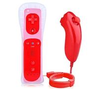 MeiLiu Wii Remote Controller and Nunchuck, Wireless Remote Game Joysticks Wii Gamepad Controller with Silicon Case for Wii - Red