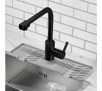 Meiliweser Silicone Faucet Splash Guard Gen 3-10° Large Slope & Adaptable Hole Faucet Handle Drip Catcher Tray - 14” x 5.5” Kitchen Sink Accessories for Kitchen, Bathroom(Gray)