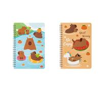 Meiliyizu 2Pcs College Ruled Notebook 100 Pages 80gsm Lined Paper Coil Binding Journal Cartoon Note Book 7x10Inch For Student Kid Classroom Writing Notebook