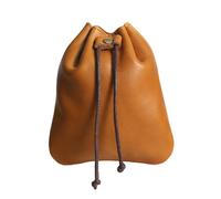 Meiliyizu Drawstring Storage Bag, Retro Coin Purse Handmade Leather Wallet for Coins and Money Storage Loose Change Organizer