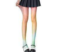 Meiliyizu Gradients Rainbow Colorful Fishnet Tights for Women Candy Color Hollow Lace Pantyhose Stockings Leggings
