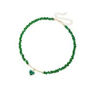 Meiliyizu Heart Shaped Rhinestones Glass Bead Necklace With Smooth Front For Valentine’s Day Or Anniversary Fashion Rhinestones Necklace For Dating