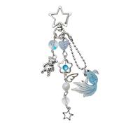Meiliyizu Jellyfish Phone Charm, Fashionable Jellyfish Beaded Phone Strap Sturdy Alloy Key Holder Keychain with Star Pendant for Women Daily Use, Blue