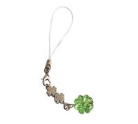 Meiliyizu Phone Charm Pendant, Adjustable Length Luck Clovers Charm Phone Lanyard, Green Sturdy Acrylic and Alloy Keychain for Mobiles and Bags