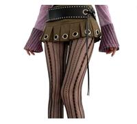 Meiliyizu Women Hollowed Out Rhombus Striped Lace Tights Stockings Vintage Patterned Sheer Fishnet Pantyhose Leggings