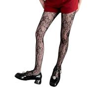 Meiliyizu Womens Aesthetic Vintage Flower Pattern Fishnet Tights Stockings Hollowed Out Mesh Lace Colorful Pantyhose Leggings