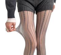 Meiliyizu Women's Hollowed Out Rhombus Striped Lace Tights, Sheer Fishnet Pantyhose Leggings, Grey, Size Shown