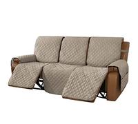 MeilleMaison Recliner Sofa Slipcover Couch Covers for 3 Cushion Couch, Non Slip Reclining Sofa Cover with Elastic Straps, Washable Furniture Protector for Kids, Dogs, Pets (3 Seater, Khaki/Beige)