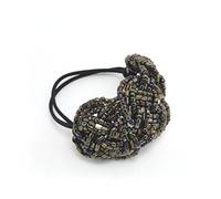 Meilliwish Crystal Beads Ponytail Holder Hair Tie (Khaki) (B10)