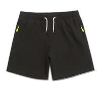 MEILONGER Boys Swimming Shorts Kids Stretch Quick-Dry Board Shorts with Mesh Liner & Secure Zipper Pockets(Black,10-12)