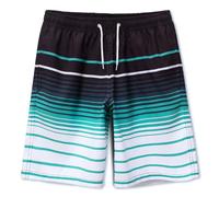 MEILONGER Boys Swimming Shorts Quick Dry Beach Board Trunks Swimwear Bathing Suits Size 6-7,8,10-12,14-16(Striped Black Blue White,18-20)