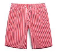 MEILONGER Boys Swimming Shorts Quick Dry Beach Board Trunks Swimwear Bathing Suits Size 6-7,8,10-12,14-16(Striped Red White,14-16)