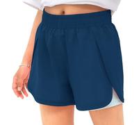 MEILONGER Girls Swim Shorts Quick Drying 2 in 1 with Compression Lining Cycling Running Pe Sports Shorts for Kids(Navy,8)