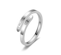 Meilord TRUSGT GOD Inspirational Ring for Women Fashional Stainless Steel Adjustable Religious Faith Rings for Couples,Silver Golden Rose Gold, Metal, No Gemstone