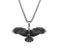 Meilord Vintage Eagle Pendant Necklace Stainless Steel Hawk Birds of Prey Animals Rock Punk Hip Hop Biker Necklaces Jewelry for Men Women,24Inch Chain, Titanium Stainless Steel