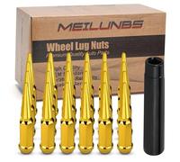 MEILUNBS 24 Set of M14x1.5 Spike Wheel Fasteners Wheel Accessories Compatible with Sierra 1500 2500 3500, Express 1500, Ram 2500 3500, F150 F-250 F-350(Gold)