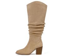 MeiLuSi Womens Knee High Boots Suede Wide Calf Boots 2026 Fall Tall Boots, Suede Apricot Wide Calf, 5 UK Wide